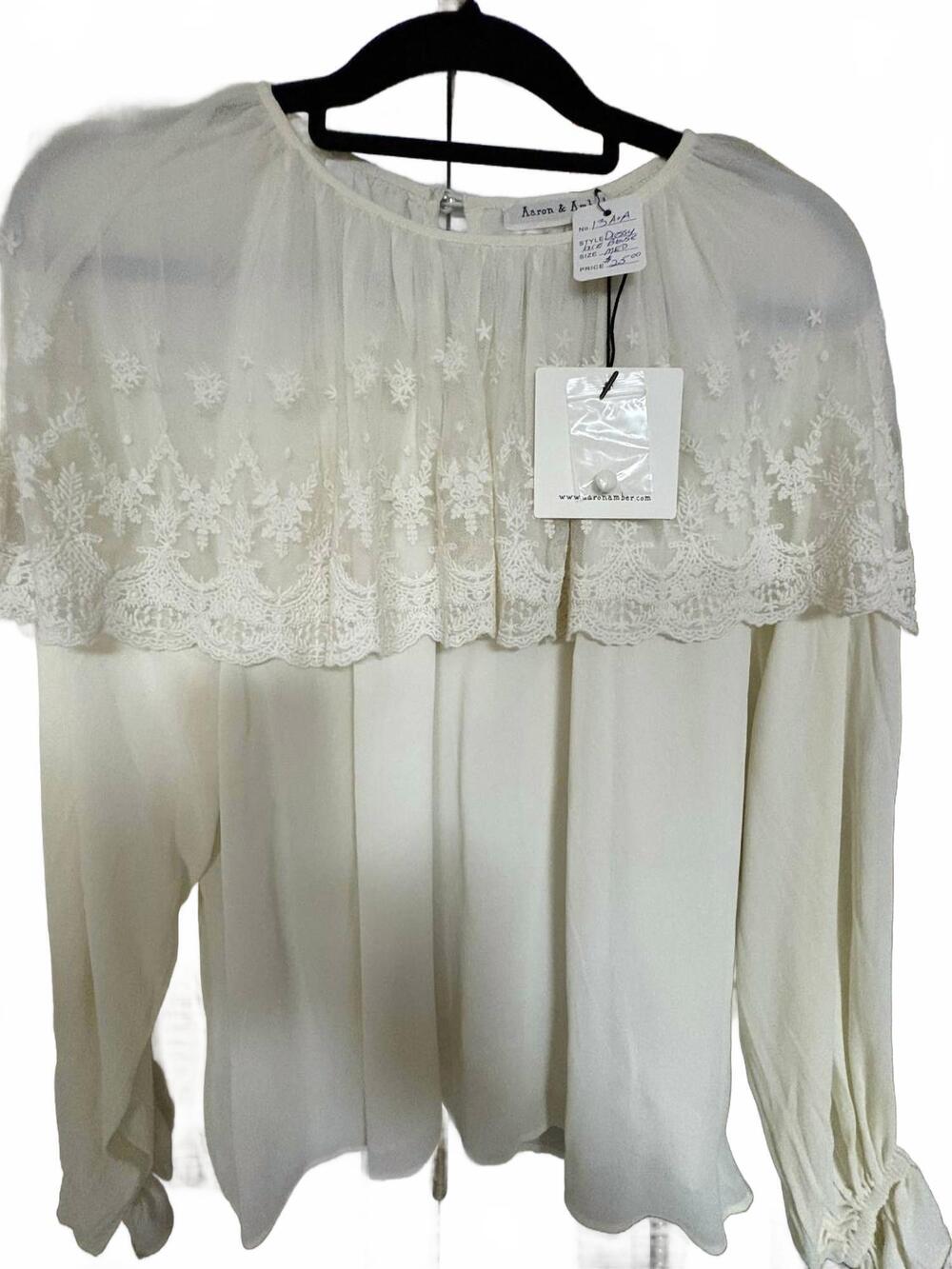 NEW AARON & AMBER women's cape blouse in off white (cream)